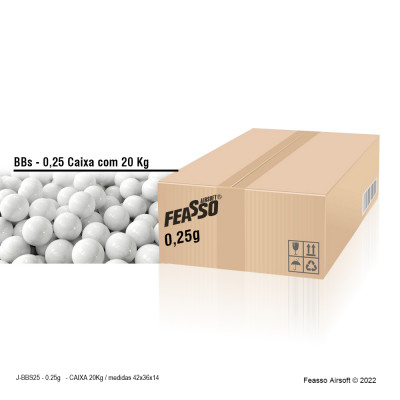 J-BBS25 - Caixa Feasso bbs 0,25g Airsoft  c/80.000 (a granel / 20kg)