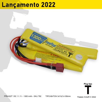 FFB-022T Bateria LiPO 15C - 11.1V - 1300mAh Plug tipo T