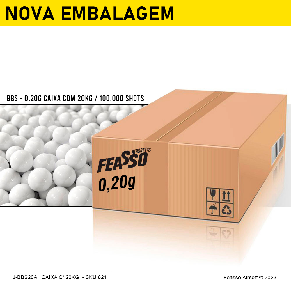 CAIXA FEASSO BBS 0,20G P/ AIRSOFT C/100.000 (A GRANEL - 20KG)* CAIXA FEASSO BBS 0,20G P/ AIRSOFT C/100.000 (A GRANEL - 20KG)*