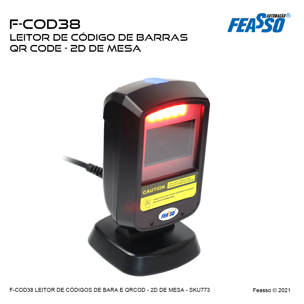 F-COD38 - LEITOR DE CÓDIGO DE BARRAS-QR Code - 1D e2D de MESA 