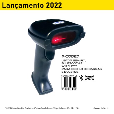 F-COD27 - Leitor sem Fio, Bluetooth e Wireless  para  Código de Barras 