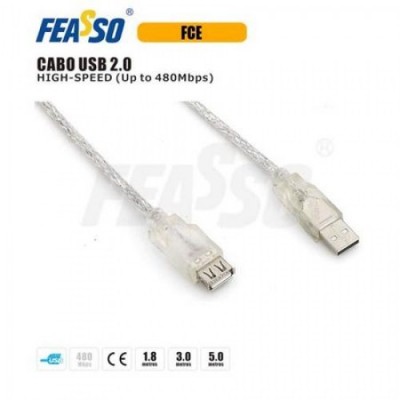FCE2 Cabo Ext. USB 2.0 AM x AF - 1,8M - Crystal