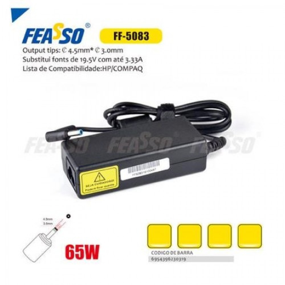 FF-5083 Fonte  P/Notebook 65W 19.5V - 3.33A Plug 4,5x3,0