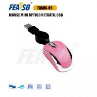 FAMM-05 Mouse Mini Retrátil  USB Rosa***