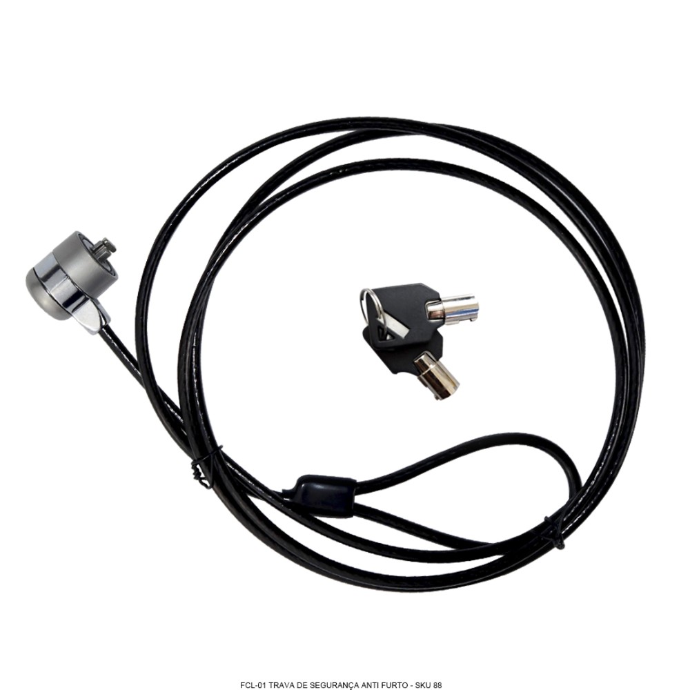 TRAVA P/ NOTEBOOK COM CHAVE - 1,5MT  PADRÃO CA com pino tipo T