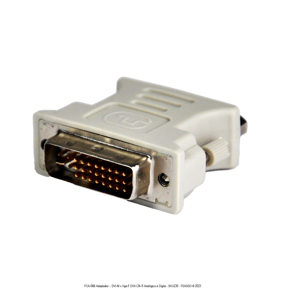 Adaptador DVI-M x Vga-F DVI-I 24+5 Analógico e Digital