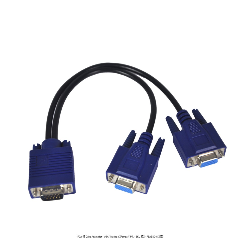 Cabo Adaptador VGA 1Macho x 2Femea Y PT.