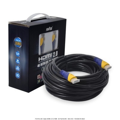 Cabo HDMI 2.0 c/19 pinos c/ 10M - 3D Full Hd 4K Cabo HDMI 2.0 c/19 pinos c/ 10M - 3D Full Hd 4K