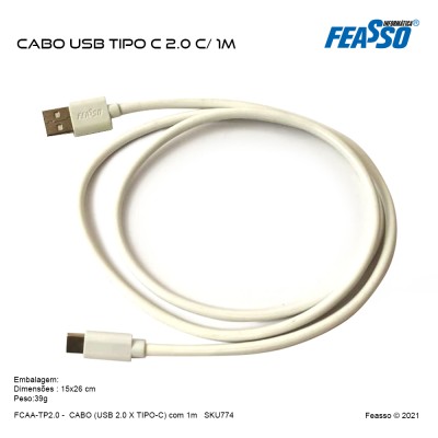 FCAA-TP2.0 -  CABO (USB 2.0 X TIPO-C) com 1m***