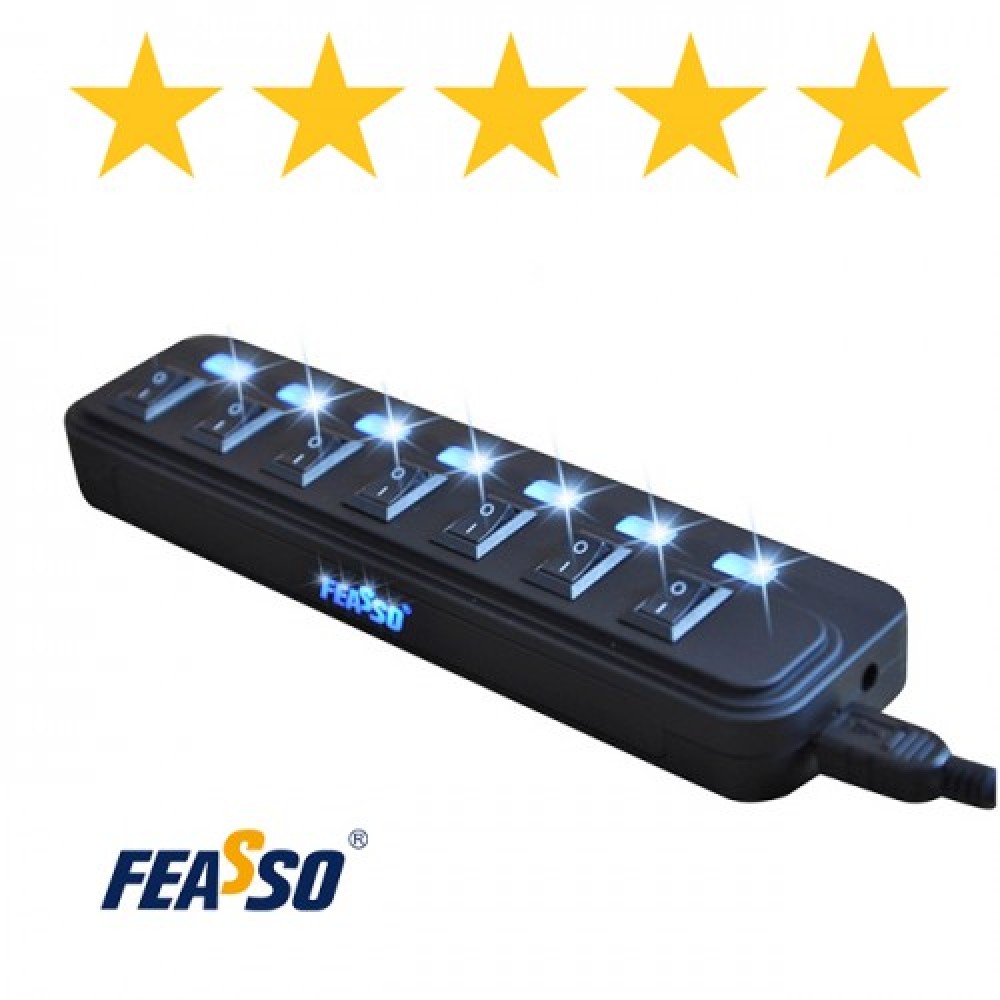 Hub fahub-06 usb 2.0 7portas + fonte 2500ma + chave hh